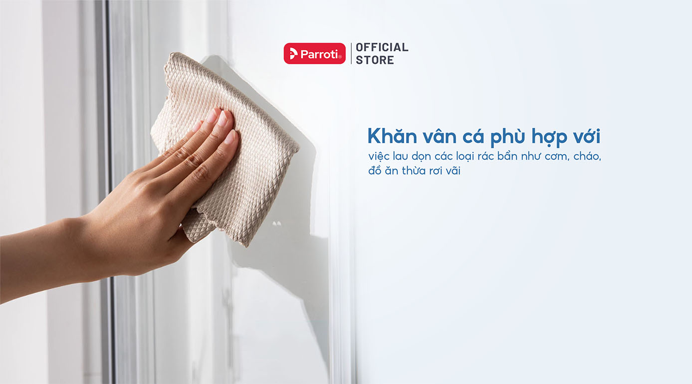 Khăn lau dạng vân cá giúp gom đồ ăn thừa hiệu quả