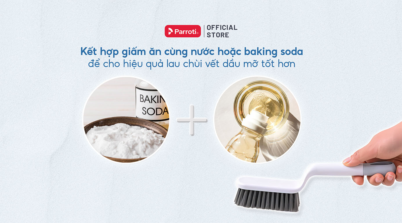 Giấm ăn và baking soda là những nguyên liệu vàng giúp loại bỏ vết dầu mỡ trên bếp