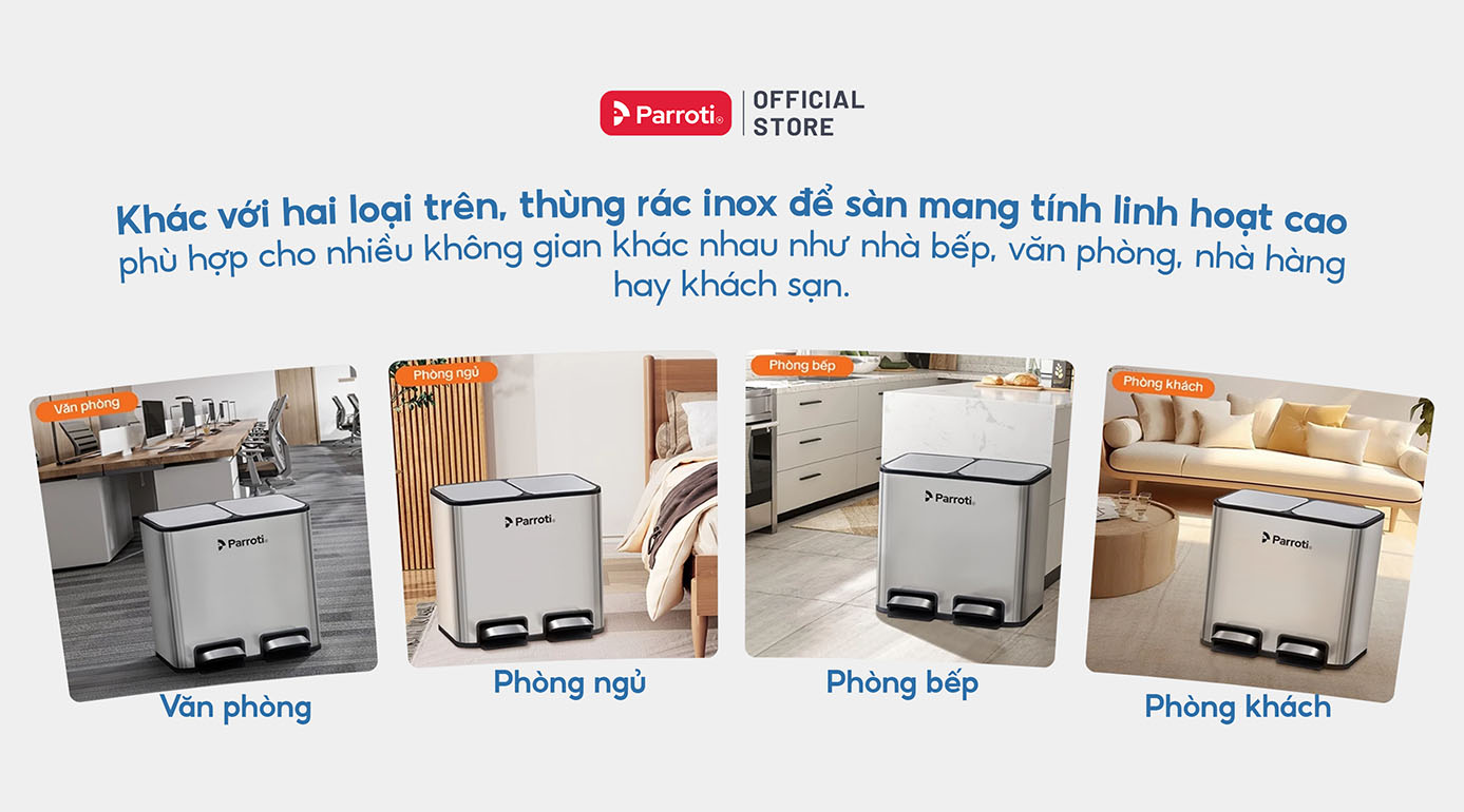 Thùng rác bếp inox 2 ngăn hữu dụng trong trường hợp muốn phân loại rác