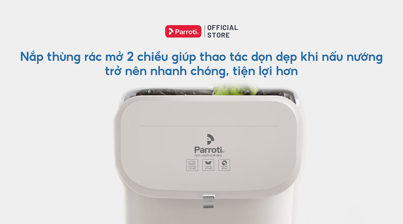 Thùng rác bếp nắp mở 2 chiều giúp thao tác dọn dẹp khi nấu nướng trở nên nhanh gọn hơn