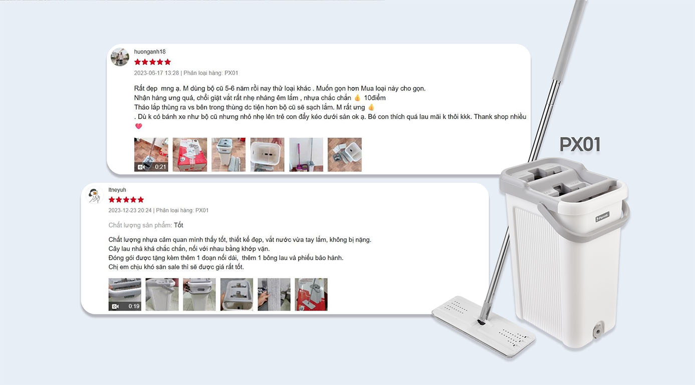 Đánh giá của khách hàng về sản phẩm cây lau nhà Parroti Promax PX01