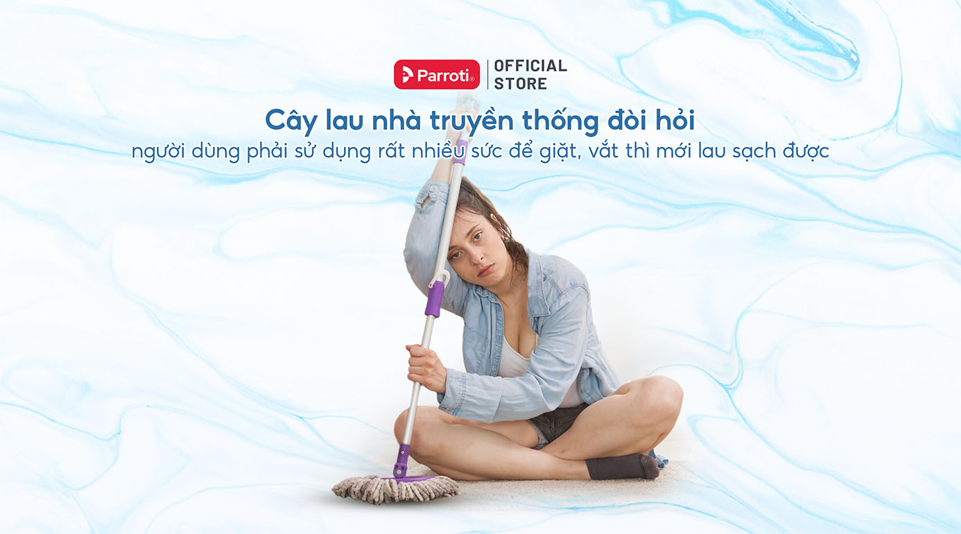 Cây lau nhà truyền thống đòi hỏi phải dùng nhiều sức lực thì mới vắt khô được