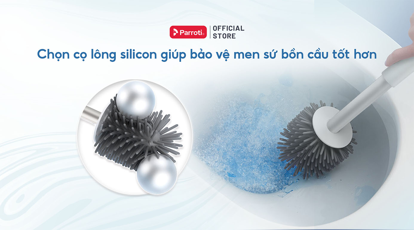 Chọn cọ toilet lông mềm (silicon) giúp bảo vệ men bồn cầu