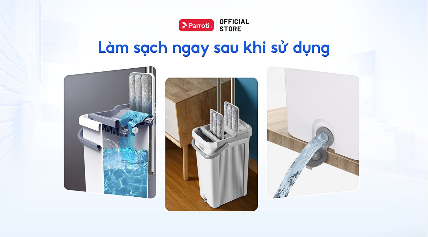 Làm sạch cây lau nhà sau khi sử dụng để bảo quản cây lau nhà không bị ẩm mốc