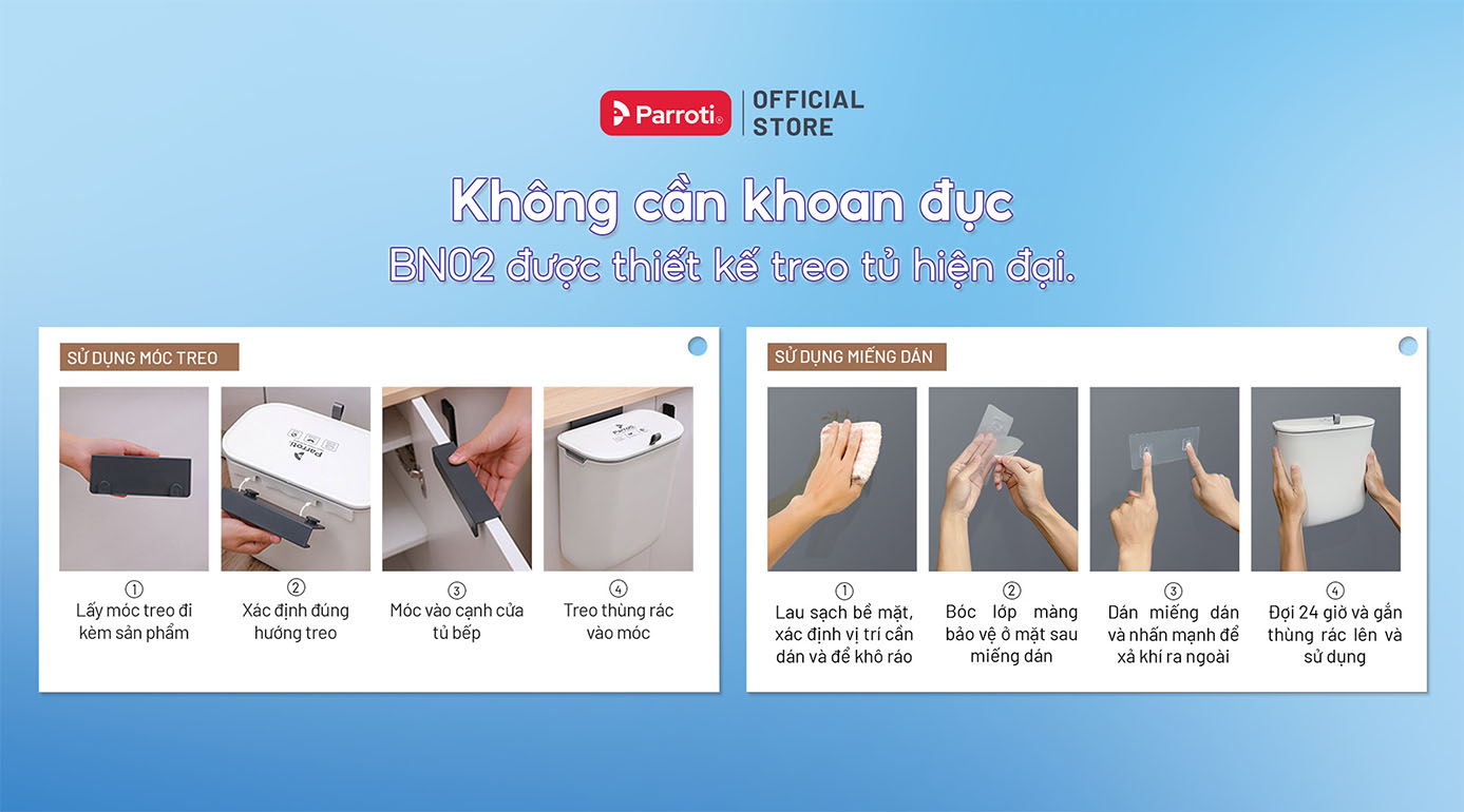 Review thùng rác bếp không khoan đục