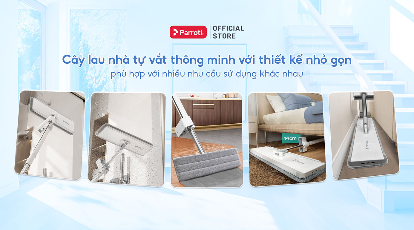 Cây lau nhà tự vắt với thiết kế nhỏ gọn, phù hợp với nhiều nhu cầu sử dụng khác nhau