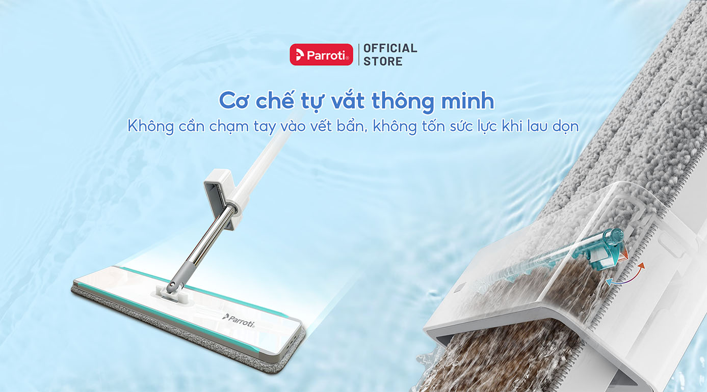 Cơ chế tự vắt thông minh trong cây lau nhà tự vắt Parroti
