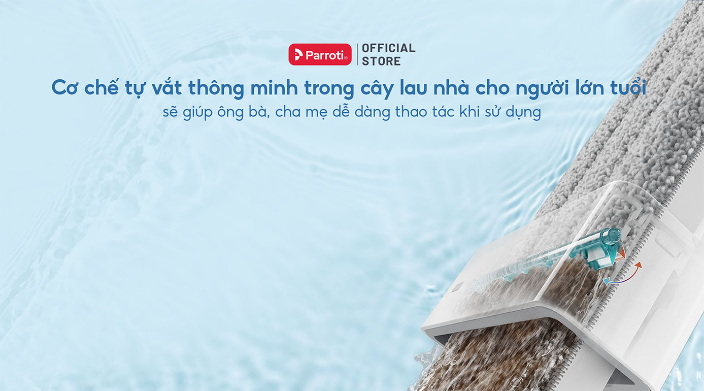 Cơ chế giặt vắt thông minh trong cây lau nhà tự vắt giúp người lớn tuổi dễ sử dụng hơn