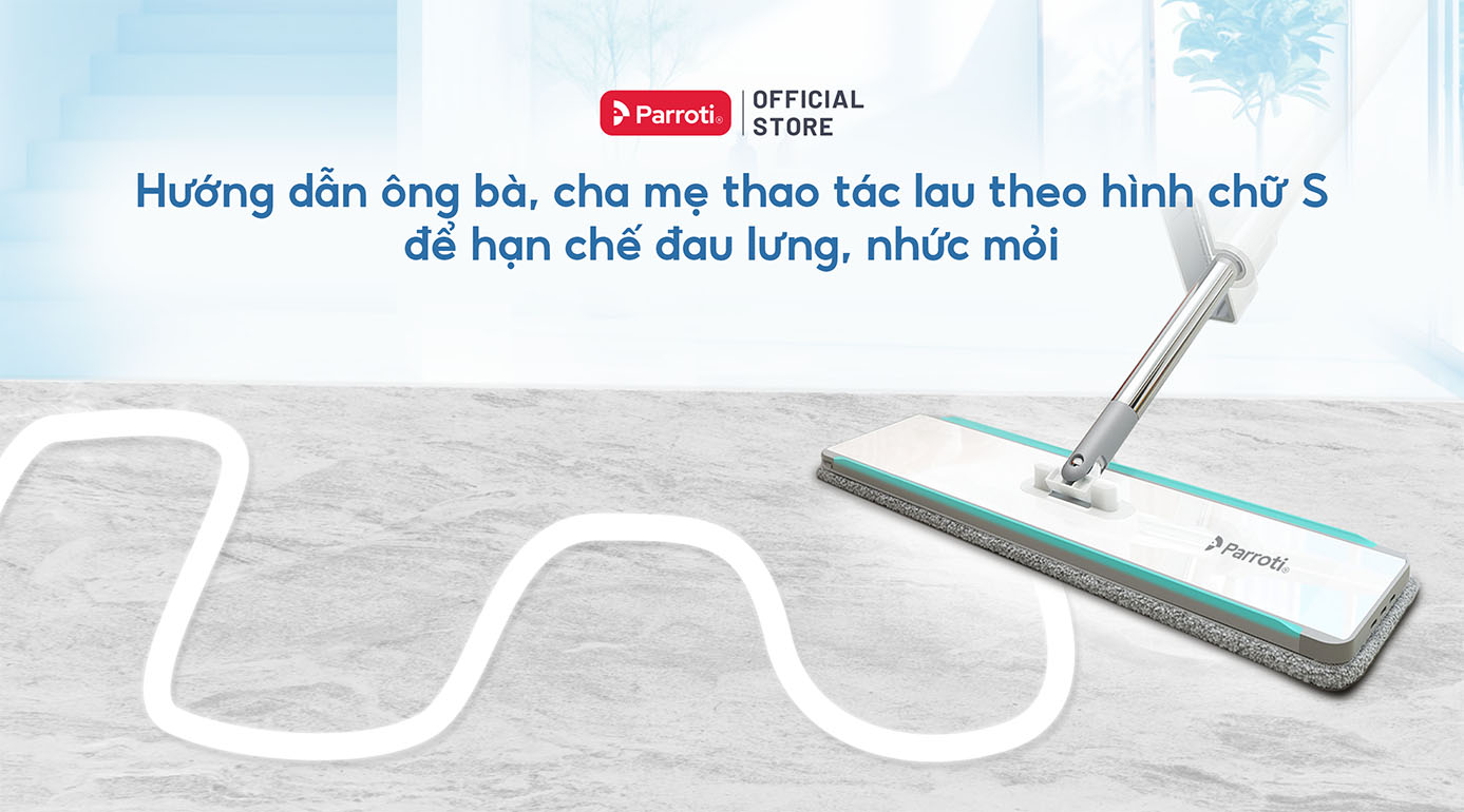Lau nhà theo hình chữ S để hạn chế đau lưng cho người lớn tuổi