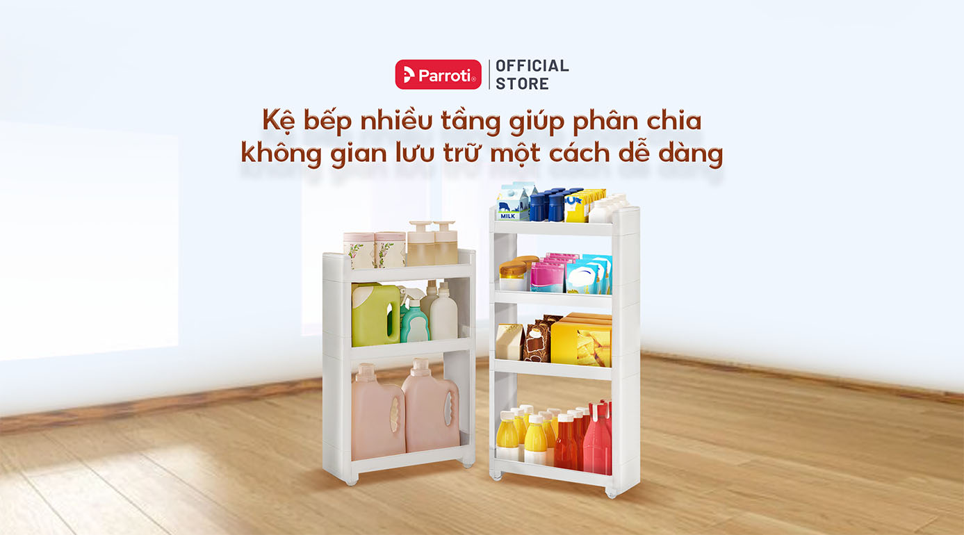 Kệ bếp nhựa cao cấp với thiết kế đa tầng hiện đại