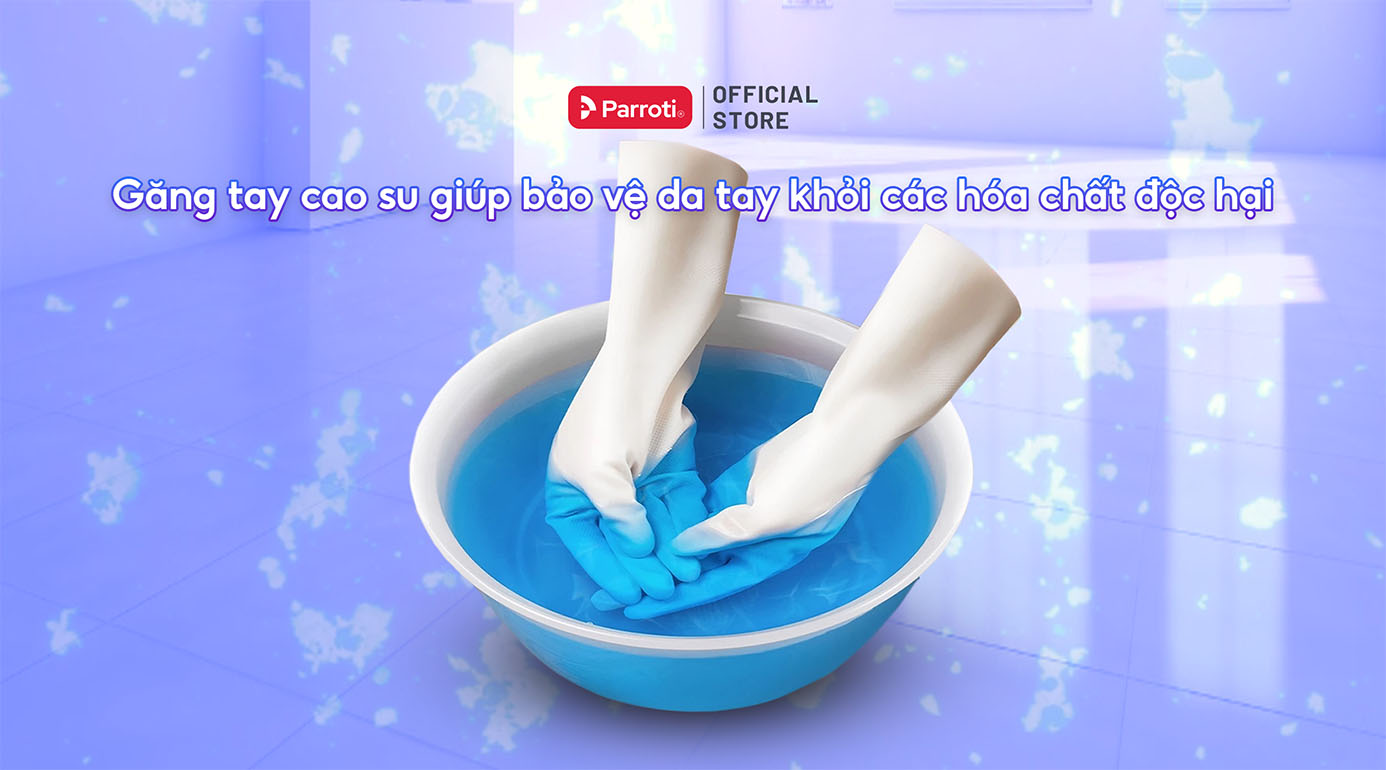 Găng tay cao su giúp bảo vệ da tay khỏi các hóa chất độc hại