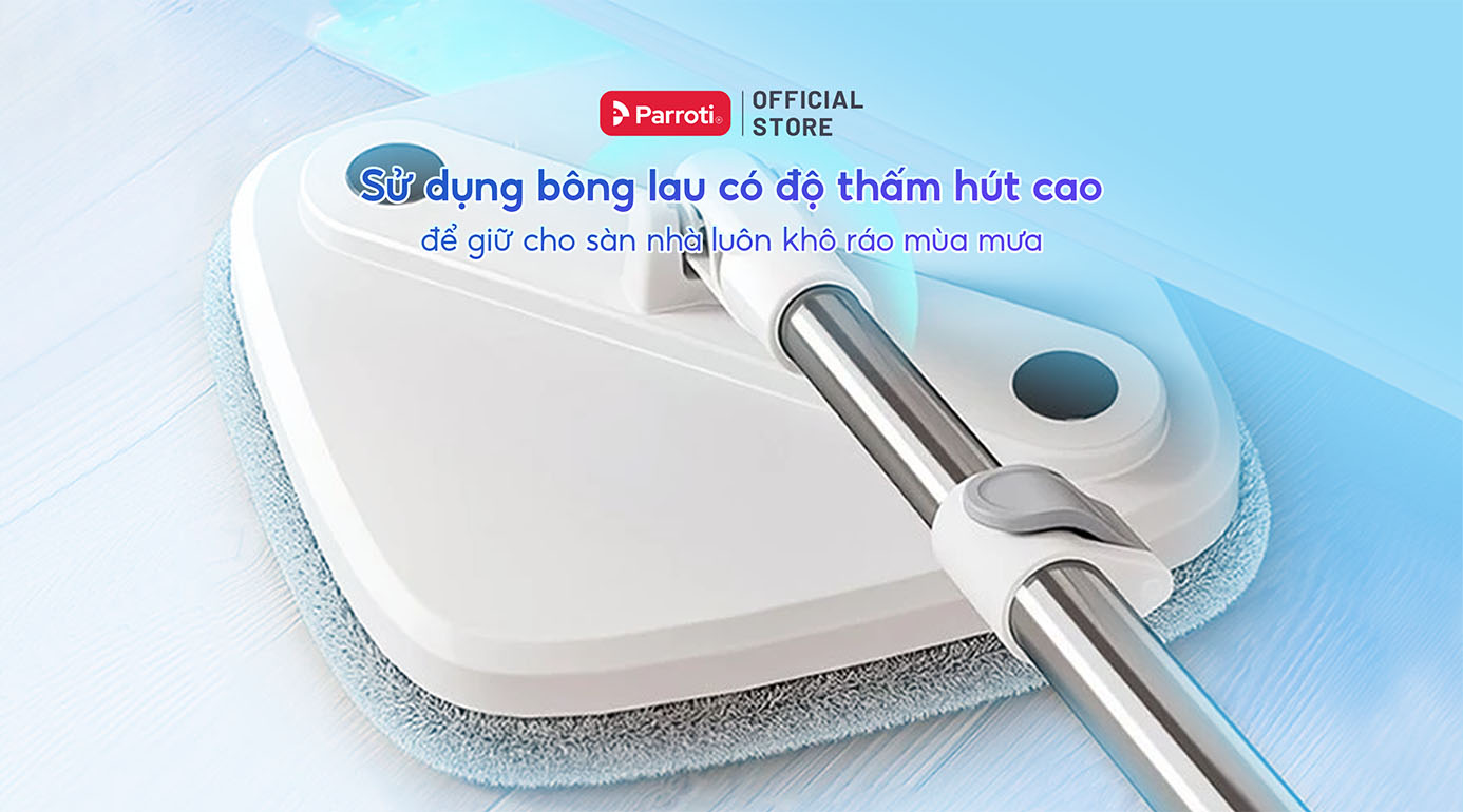 Sử dụng bông lau có độ thấm hút cao để giữ cho sàn nhà luôn khô ráo mùa mưa