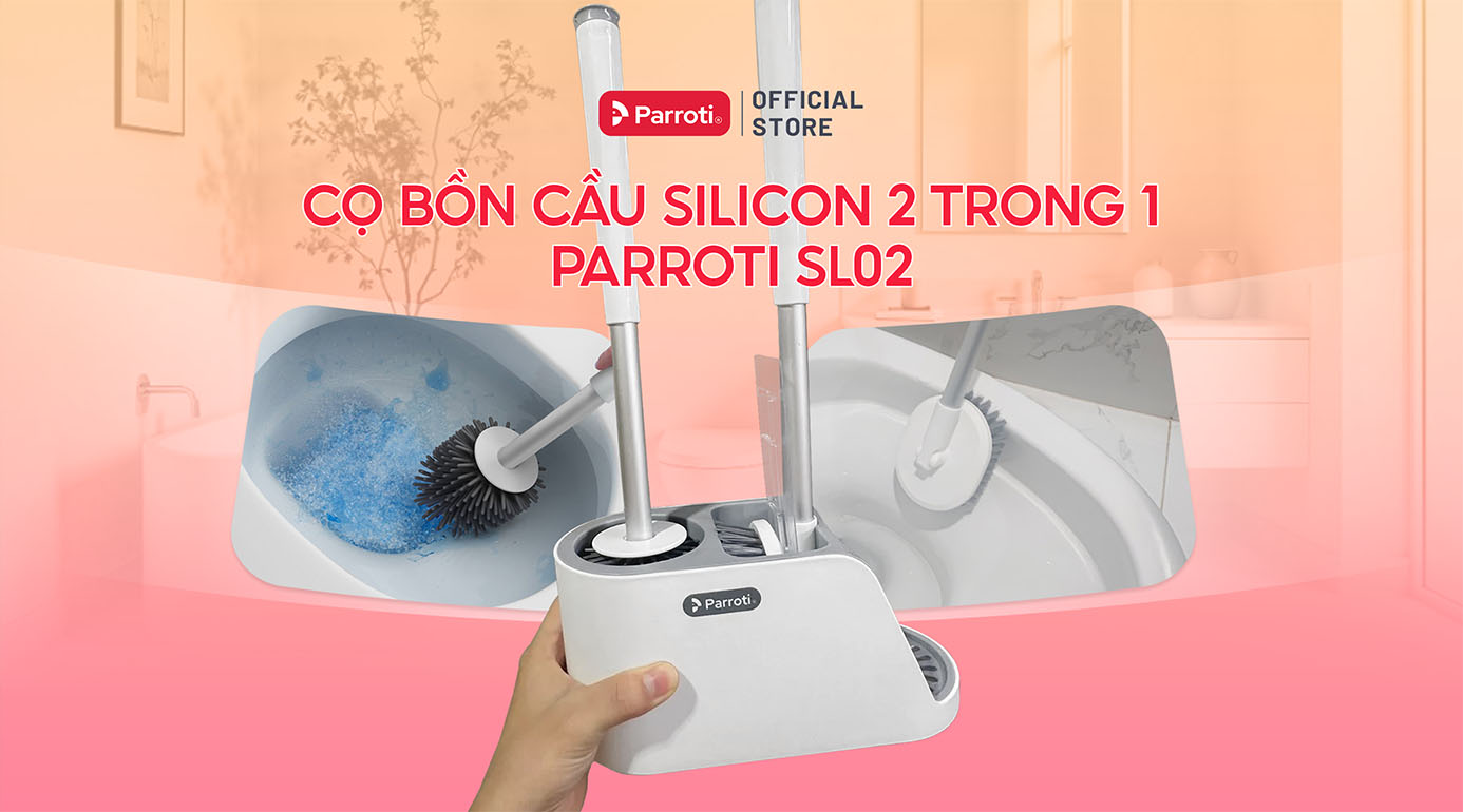 Cọ bồn cầu silicon 2 trong 1 Parroti SL02