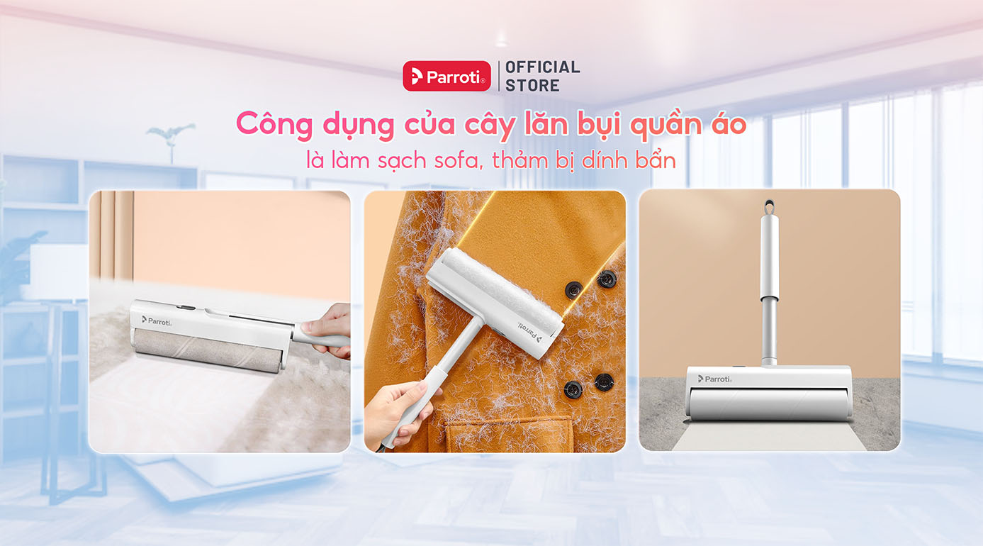Công dụng của cây lăn bụi quần áo là làm sạch sofa, thảm bị dính bẩn