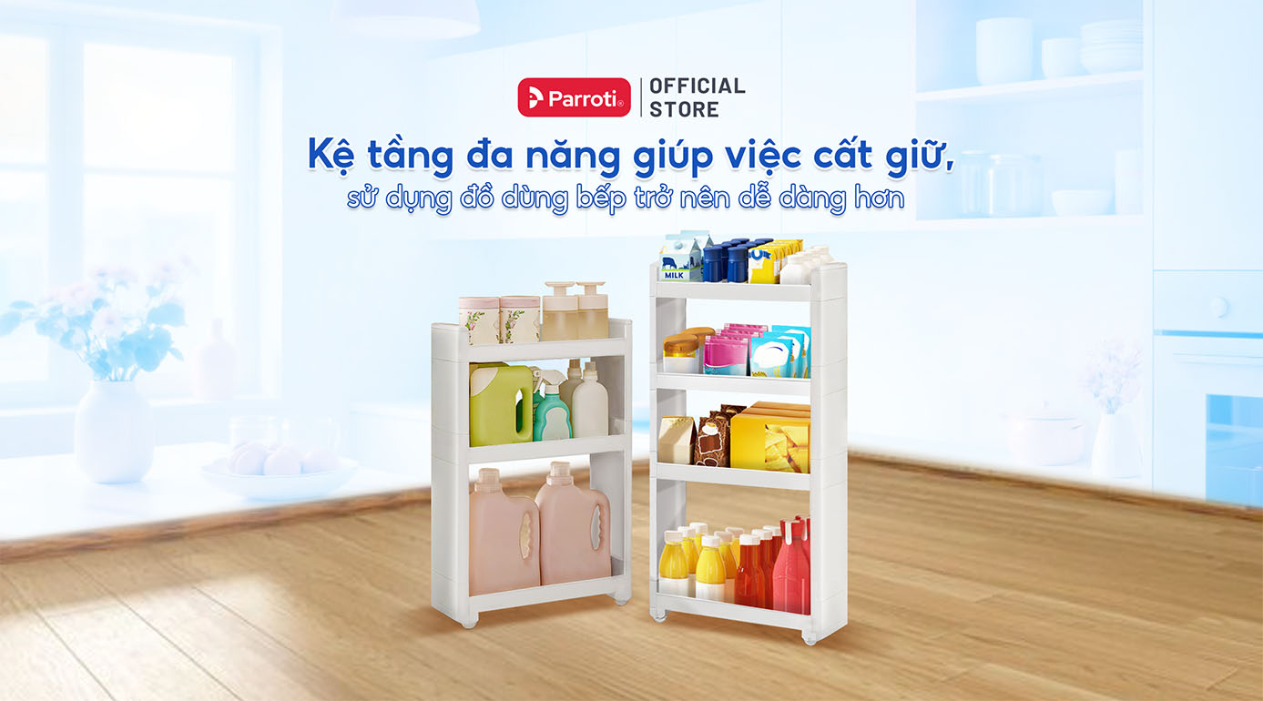 Kệ tầng đa năng giúp việc cất giữ, sử dụng đồ dùng bếp trở nên dễ dàng hơn