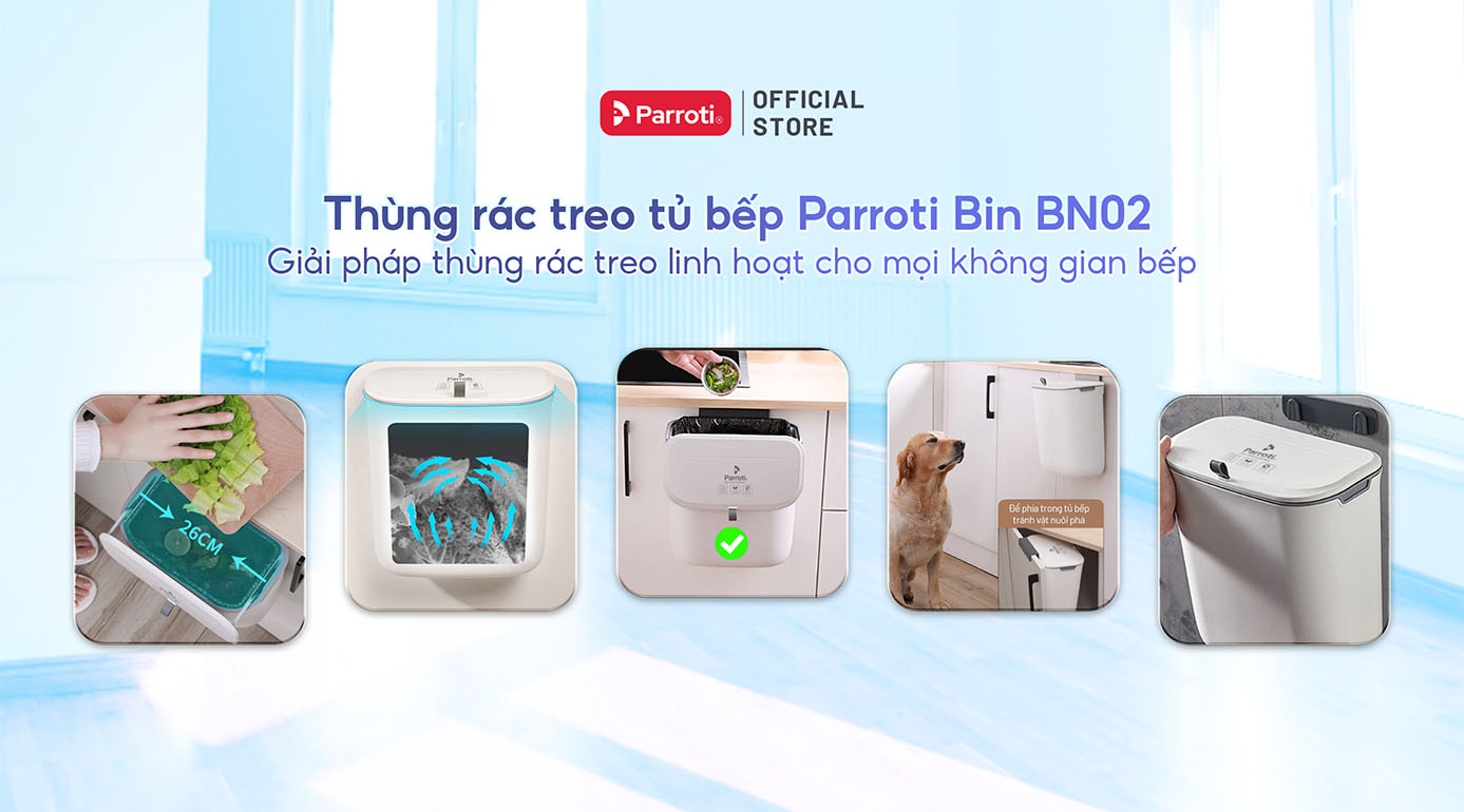 Thùng rác treo tủ bếp Parroti Bin BN02 - Giải phép thùng rác treo linh hoạt cho mọi không gian bếp