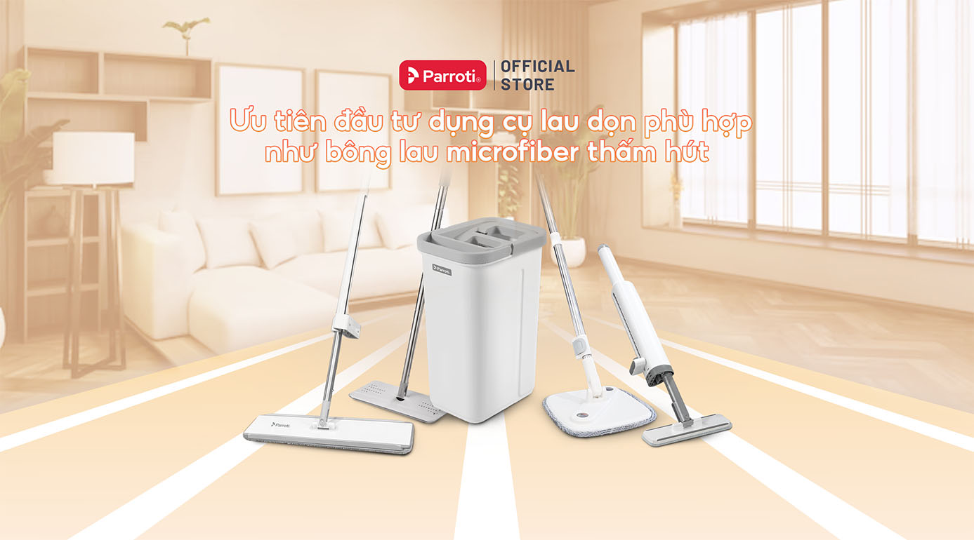 Ưu tiên đầu tư dụng cụ lau dọn phù hợp như bông lau microfiber thấm hút