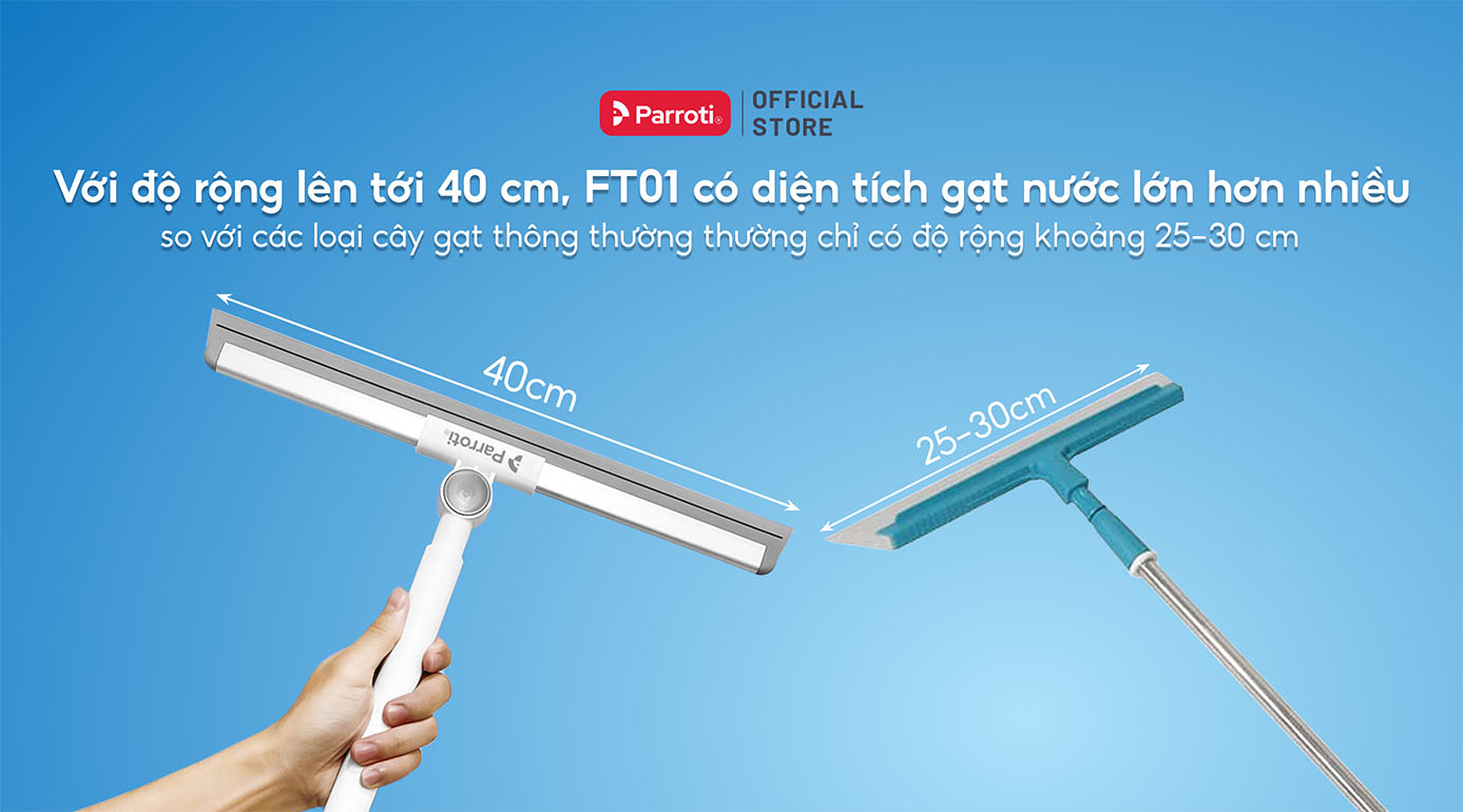 Với độ rộng lên tới 40 cm, FT01 có diện tích gạt nước lớn hơn nhiều so với các loại cây gạt thông thường thường chỉ có độ rộng khoảng 25-30 cm