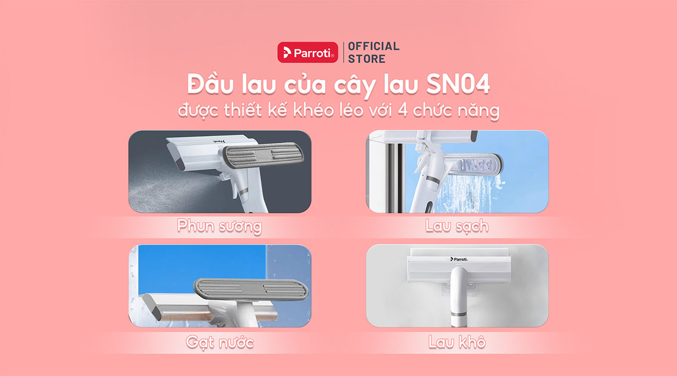 Đầu lau của cây lau SN04 được thiết kế khéo léo với 4 chức năng
