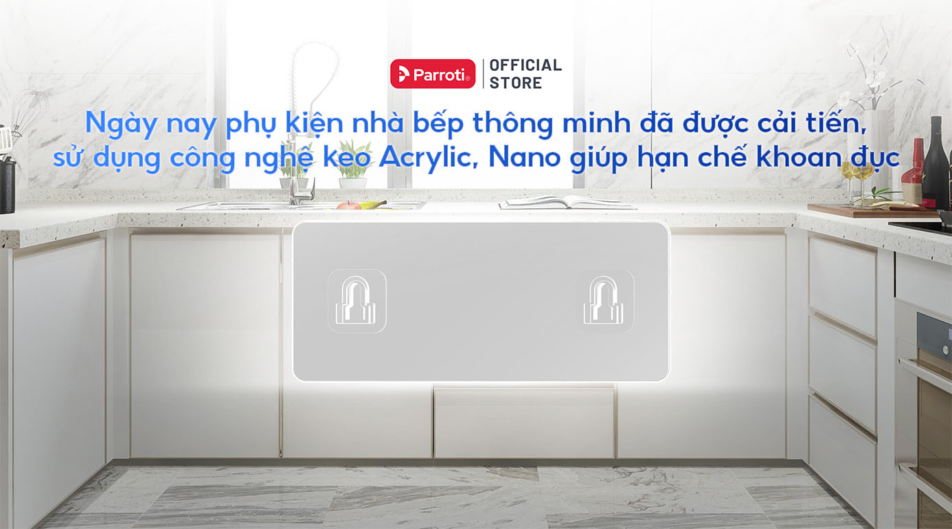 Trang trí bếp không khoan tường giúp đảm bảo tính thẩm mỹ của căn bếp