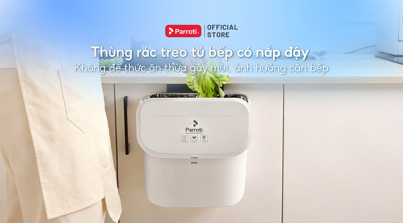 Thùng rác có nắp đậy treo bếp là một trong những sản phẩm Parroti bán chạy nhất
