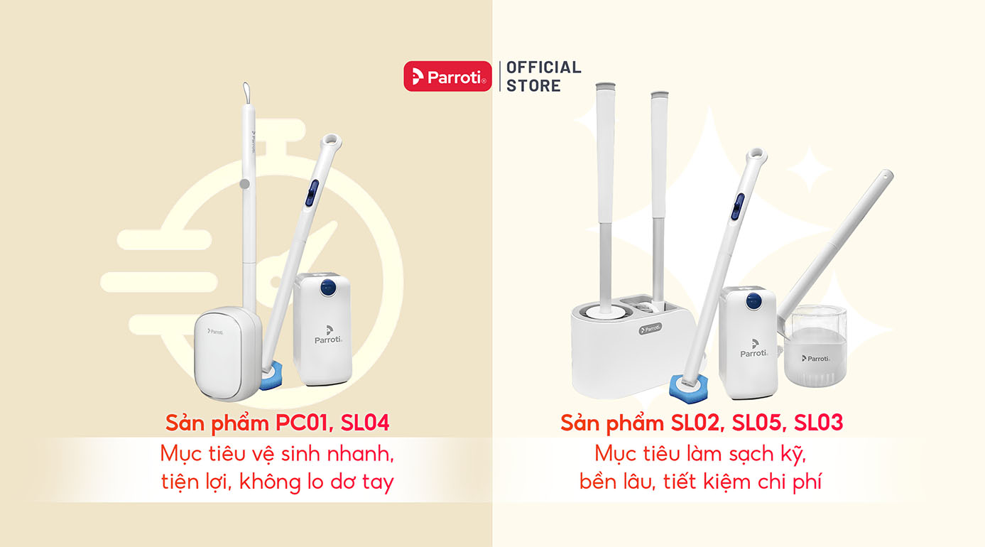 Ứng dụng cọ bồn cầu Parroti