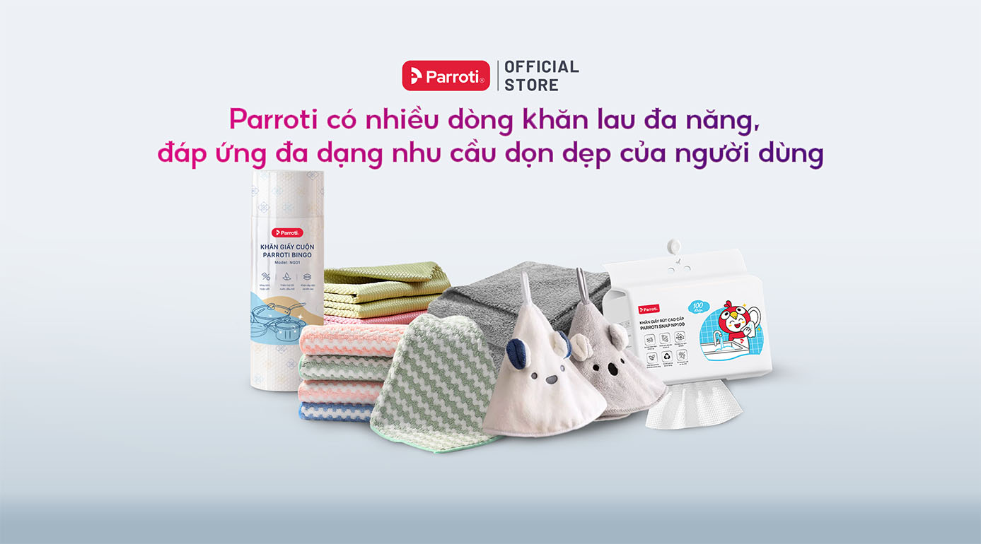 Parroti có nhiều dòng khăn lau đa năng, đáp ứng đa dạng nhu cầu dọn dẹp của người dùng