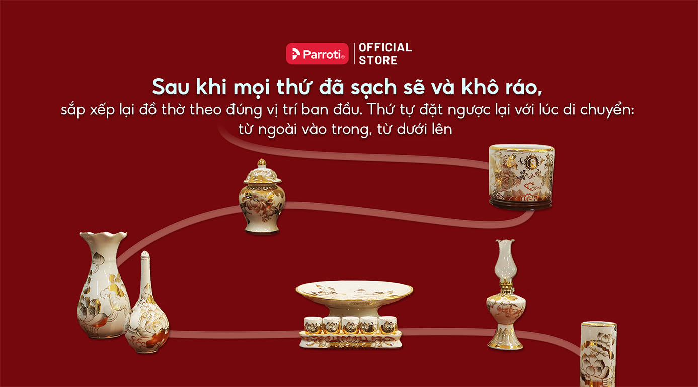 Sắp xếp vệ sinh bàn thờ gia tiên đúng cách