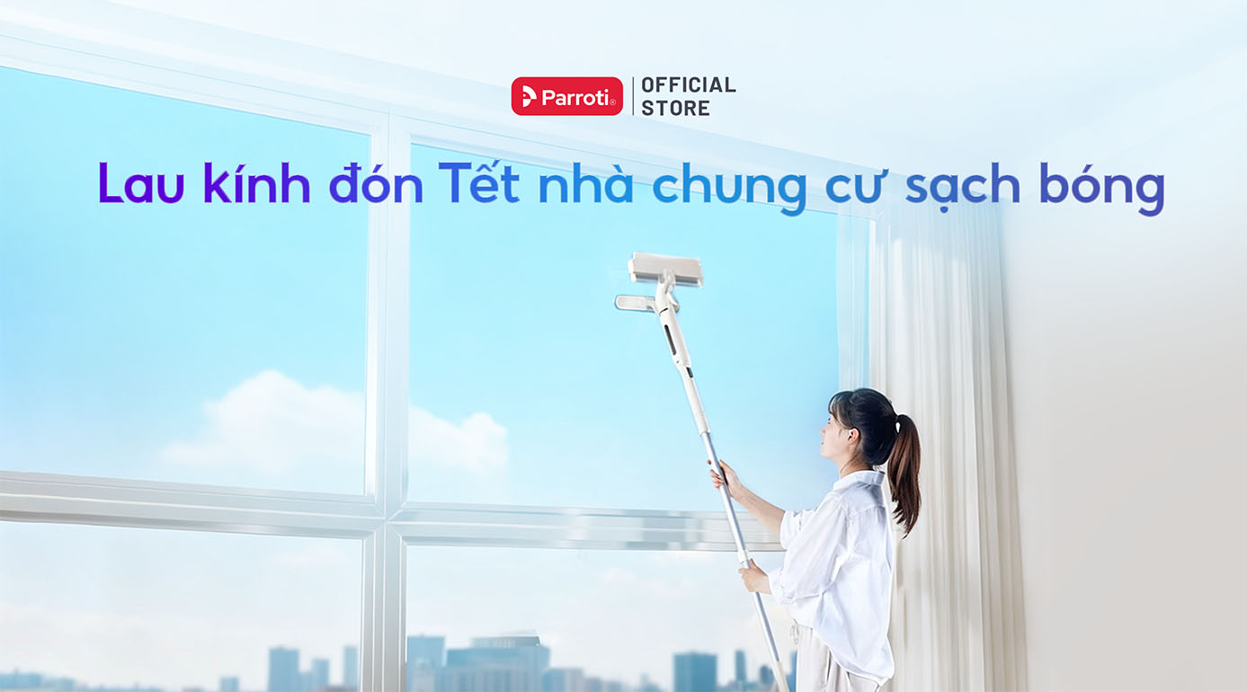 Lau kính đón Tết nhà chung cư sạch bóng.