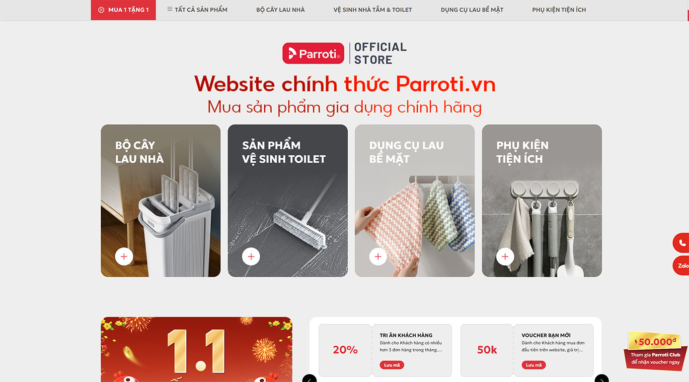 Website chính thức Parroti.vn - Mua sản phẩm gia dụng chính hãng